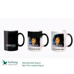 11oz Black Color Changing Ceramic coffee mugs with lid
