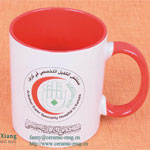 Red Inside Color Glazed Printed Ceramic Coffee Mugs with Logo