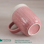 12oz Relief purple glazed ceramic coffee mugs with lid