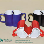Red heart shaped couple ceramic coffee mugs