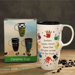 Super High Color Glazed Ceramic coffee mugs with lid