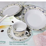 White printed ceramic tableware set ceramic plates coffee cups