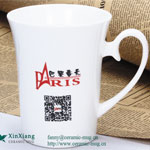 White wide mouth promotional ceramic mugs with logo