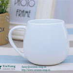 White fat printed promotional ceramic coffee mugs with logo