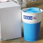 High white double layer ceramic travel cups with lid