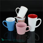 Tall horn shaped promotional ceramic coffee mugs