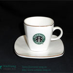 China factory custom starbucks ceramic coffee cup and saucer with logo