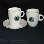 Custom 220CC Starbucks ceramic coffee mugs & saucer