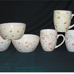 Color Glazed Bowl & Soup Mugs