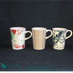 Tall Decal Printing V Shape promotional Ceramic Cups
