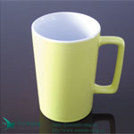 High yellow straight ceramic coffee mugs with square handle