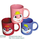 11oz Pink straight body embossed nose ceramic coffee mugs Manufacturers