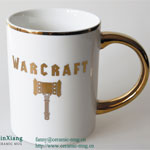 Gold handle Ceramic Mugs With Printing
