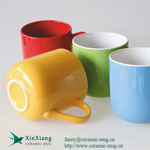 14oz Large red U-shaped promotional ceramic coffee mugs with logo