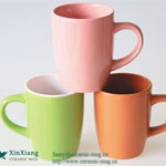 Pink U-shaped shiny promotional ceramic coffee mugs