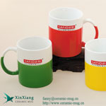 Two-color shiny printed ceramic coffee mugs with logo Suppliers