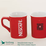 10oz Red Square Nestle Stoneware Coffee Mugs with handle