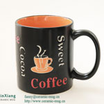 Black straight ceramic coffee mugs with laser engraved logo