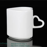 Love Valentine White heart shaped ceramic coffee mugs with heart handle