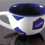 White football mugs Ceramic soup mug with handle