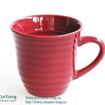 Red trumpet shaped ceramic coffee mugs with handle