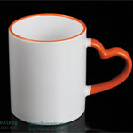 Red Heart-shaped Handle Ceramic coffee mugs 11oz sublimation cups