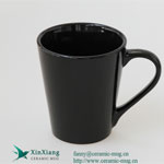 Black matte V-shaped printed ceramic coffee mugs Manufacturers