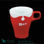Red horn shaped ceramic mugs with finger ring Suppliers