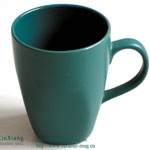 Green matte wide mouth printed ceramic coffee mug