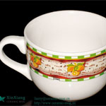 Color Glazed Soup Ceramic Mugs with Printing