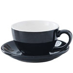 300cc Black Glazed Ceramic coffee mugs European coffee set  cappuccino cup and saucer