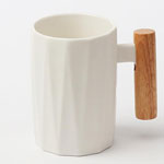 330ml North european ceramic coffee mugs with wooden handle art 3D relief ceramic mugs
