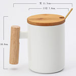 380ml Nordic ceramic mugs wood handle simple literature and ceramic coffee mugs with wood lid