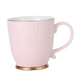 Manufacturer 450ml pink european luxury ceramic coffee mugs with gold border 3D honeycomb tea cups