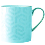 Custom 330ml blue nordic blue straight ceramic coffee cup with a dark pattern