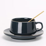 Manufacturers 300ml grey ceramic coffee cup and saucer with logo minimal ceramic mugs with gold rim