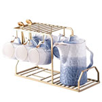 Cheap nordic 7 piece ceramic tea sets 3D ceramic black tea mugs and teapot