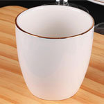 Custom white small ceramic tea cups with golden rim Mini cute ceramic coffee mugs without handle