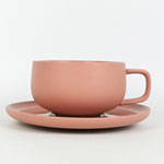 Custom pink nordic 200ml ceramic cup and saucer set Pure color simple matte ceramic coffee mugs 