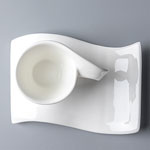 Manufacturers small wavy ceramic coffee cup and saucer plain white ceramic mugs with  wavy handle and  wavy saucer