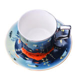 Stock mirror ceramic coffee cup and saucer Silver ceramic tea mugs electroplating cup set