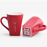 Custom red ceramic mugs with square bottom and logo ceramic valentine day mugs marry