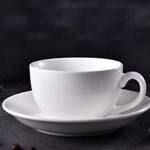 Custom 340ml plain white ceramic coffee cup and saucer with logo blank ceramic mugs manufacturers