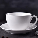 Custom 460ml plain white ceramic coffee cup and saucer with logo blank ceramic mugs manufacturers