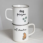 Custom stonware dog imitation enamel ceramic mugs with opposite sides