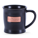 Custom starbucks large ceramic coffee mugs with copper logo Carved bronze Cups with relief
