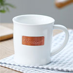 Custom starbucks white ceramic coffee mugs with copper logo Carved relief bronze Cups manufacturers