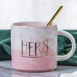 Wholesale nordic pink 11oz marble ceramic mugs with golden handle espresso coffee cups