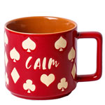 Printed red short ceramic mugs with logo 2 colors coffee mugs with square handle