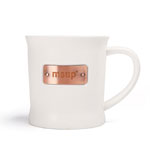 Custom disney white ceramic coffee mugs with bronze logo 450ml H shape ceramic mugs